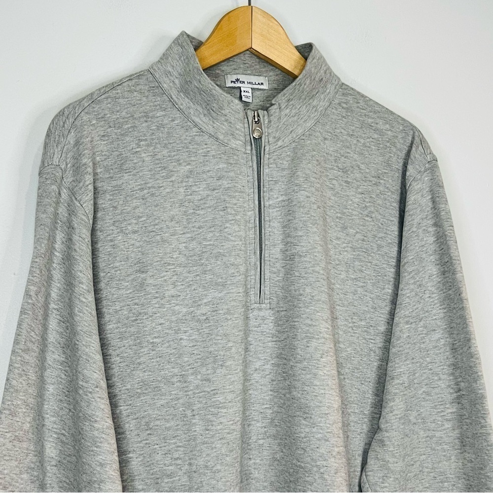 Peter Millar Light Gray Crown Comfort Interlock Quarter-Zip - Picture 4 of 6